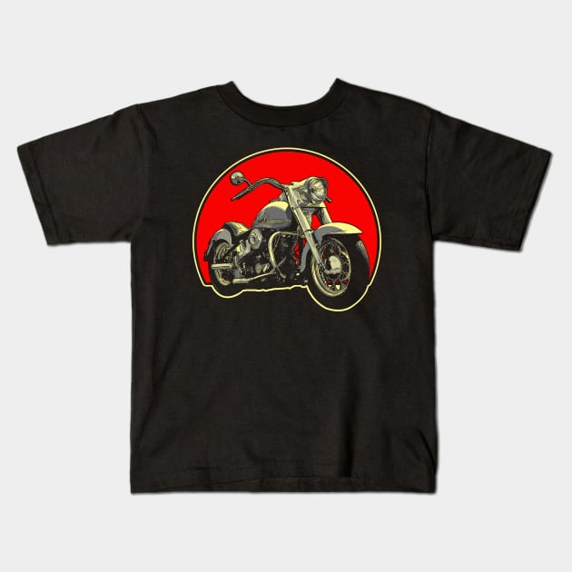 1964 Harley-Davidson Retro Red Circle Motorcycle Kids T-Shirt by Skye Bahringer